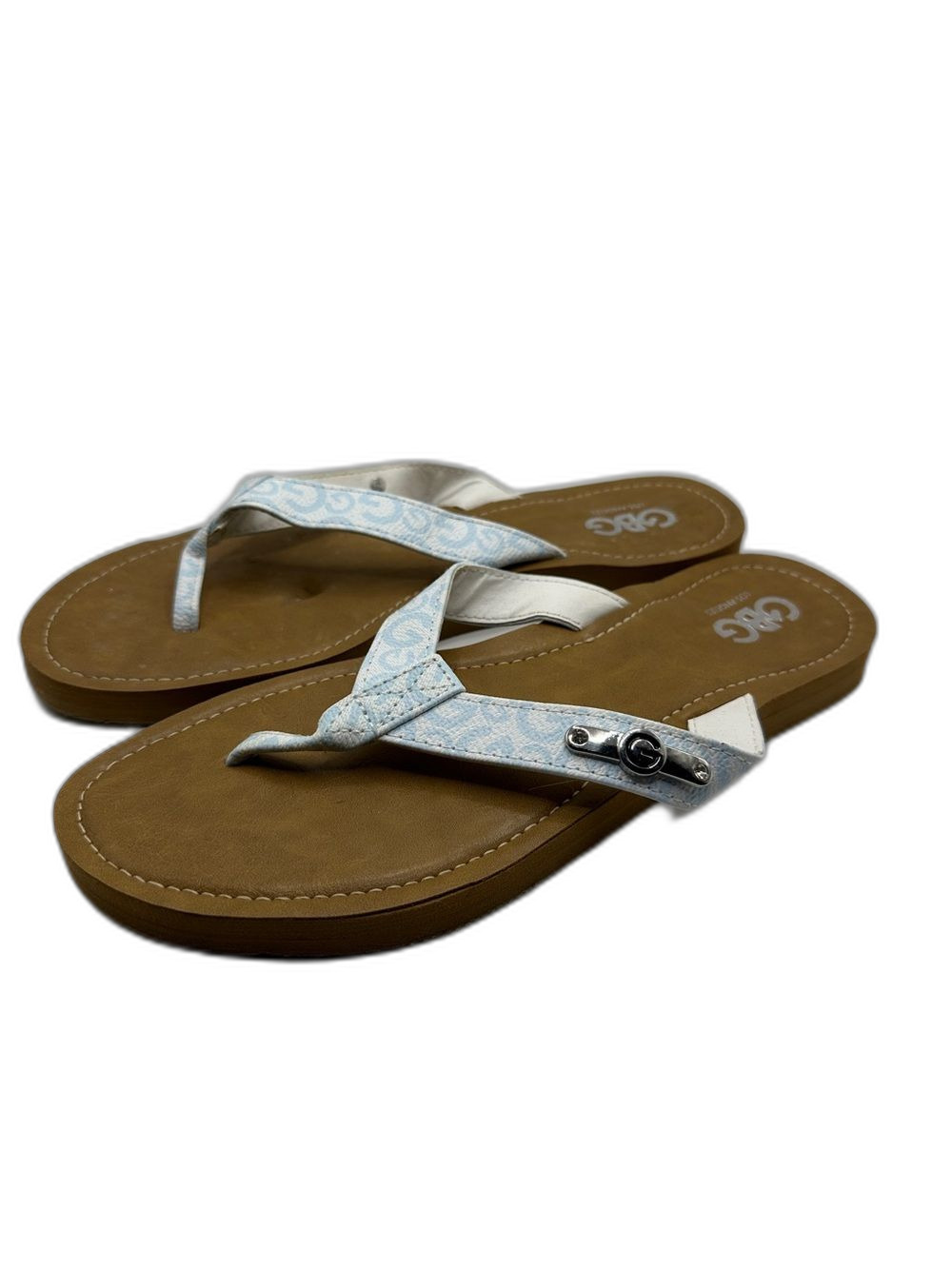 Women's Light Blue Patterned Thong Sandals size 9.5